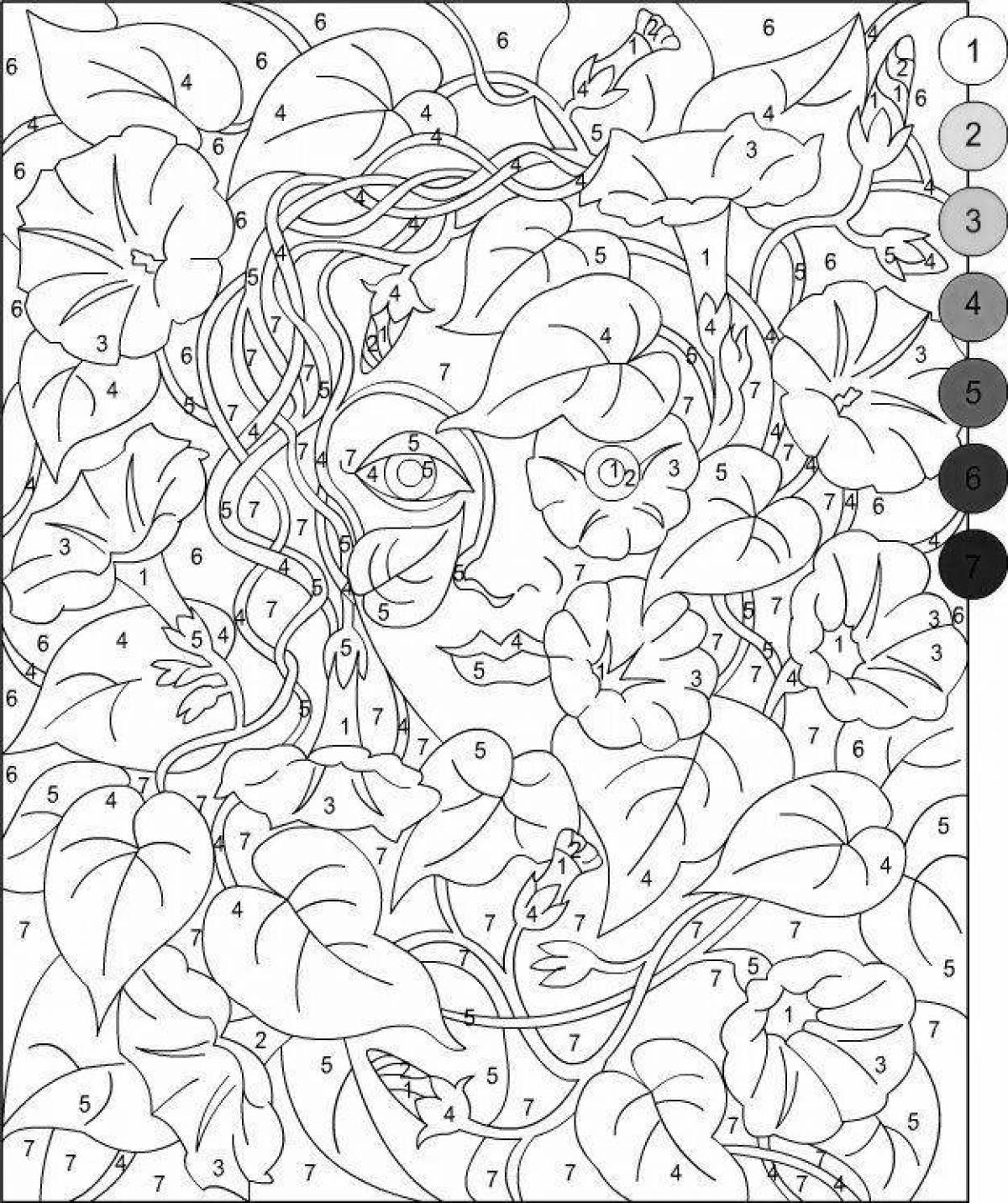 Coloring page serendipitous beautiful by numbers