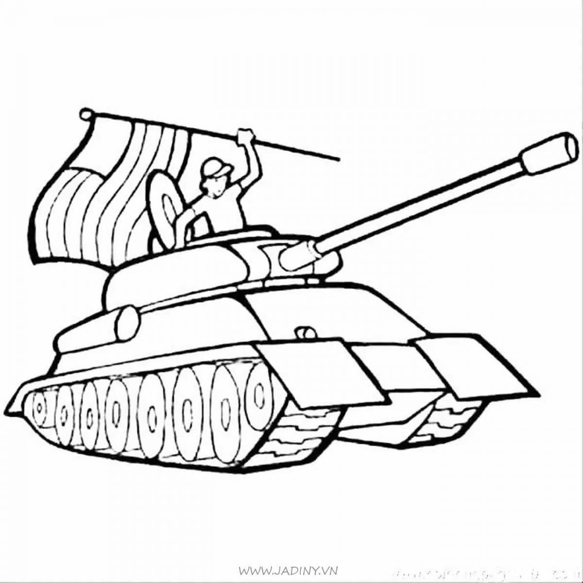 Colourful soldier and tank coloring book