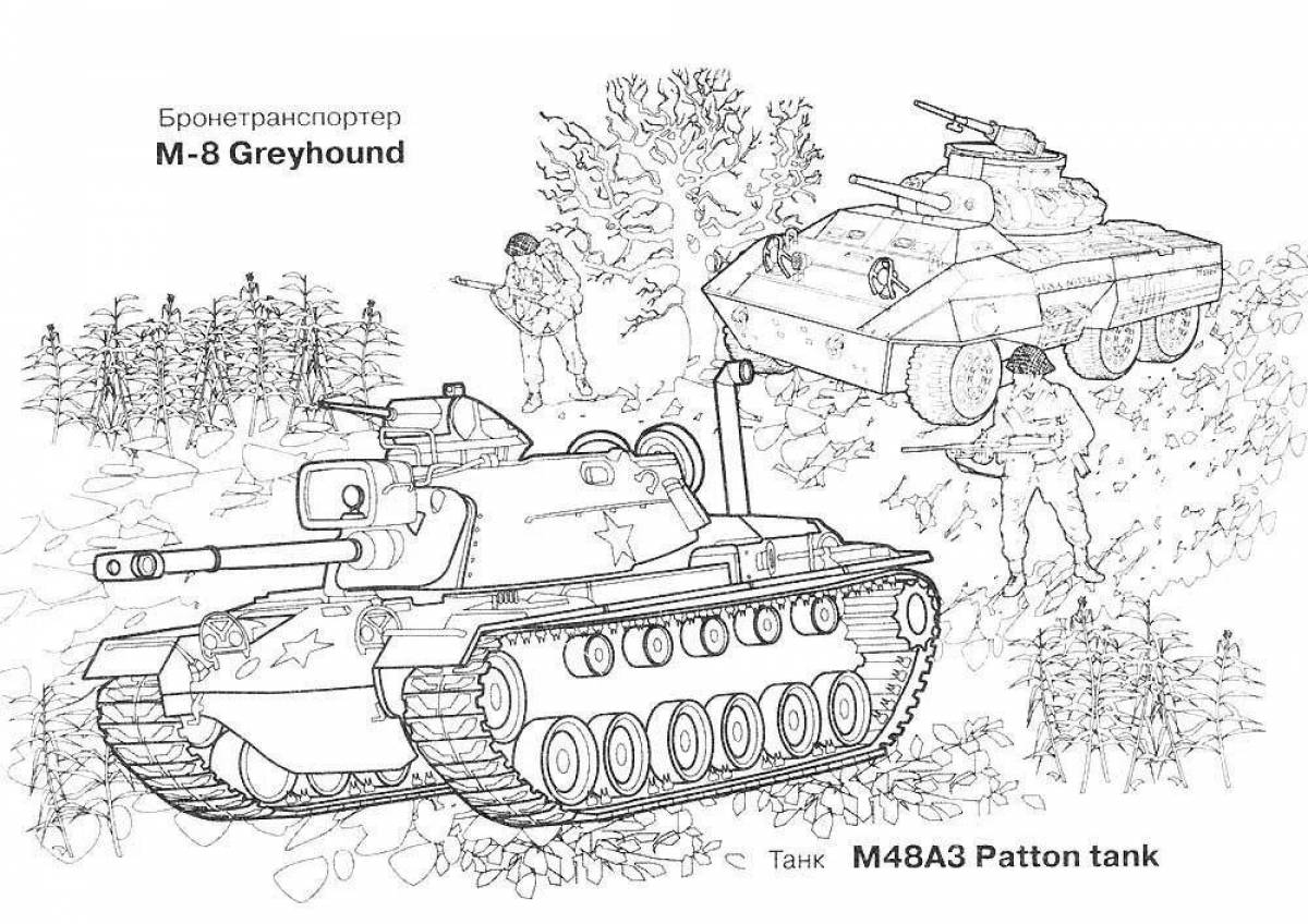 Раскраска Раскраска яркий солдат и танк