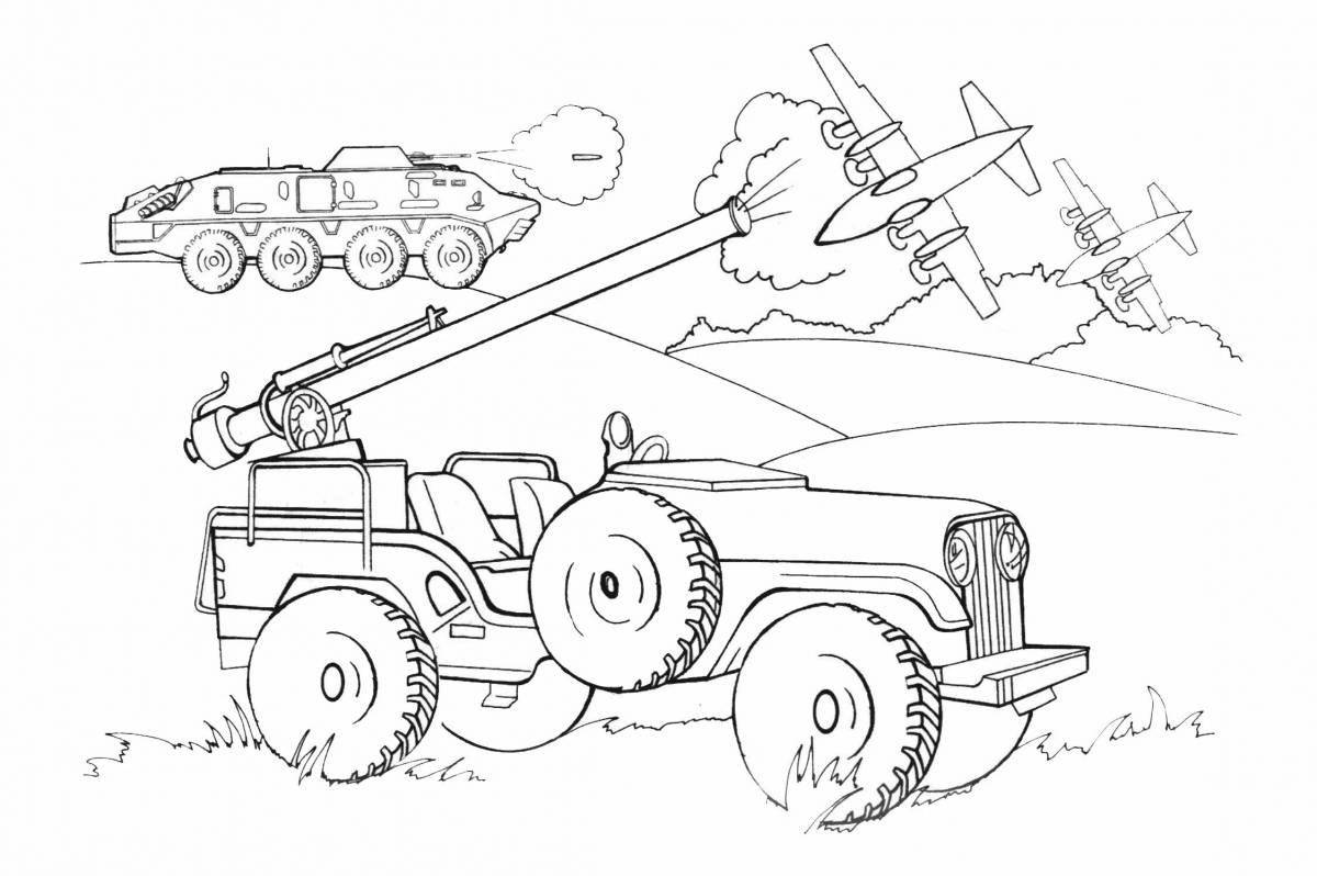 Привлекательный солдат и танк-раскраска