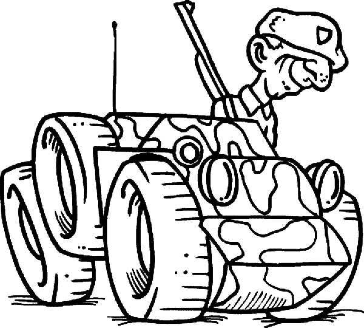 Majestic soldier and tank coloring page
