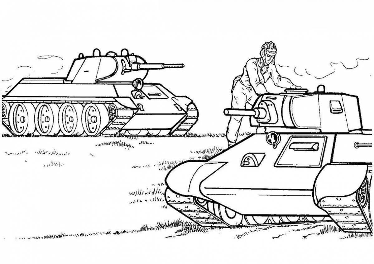 Great soldier and tank coloring page