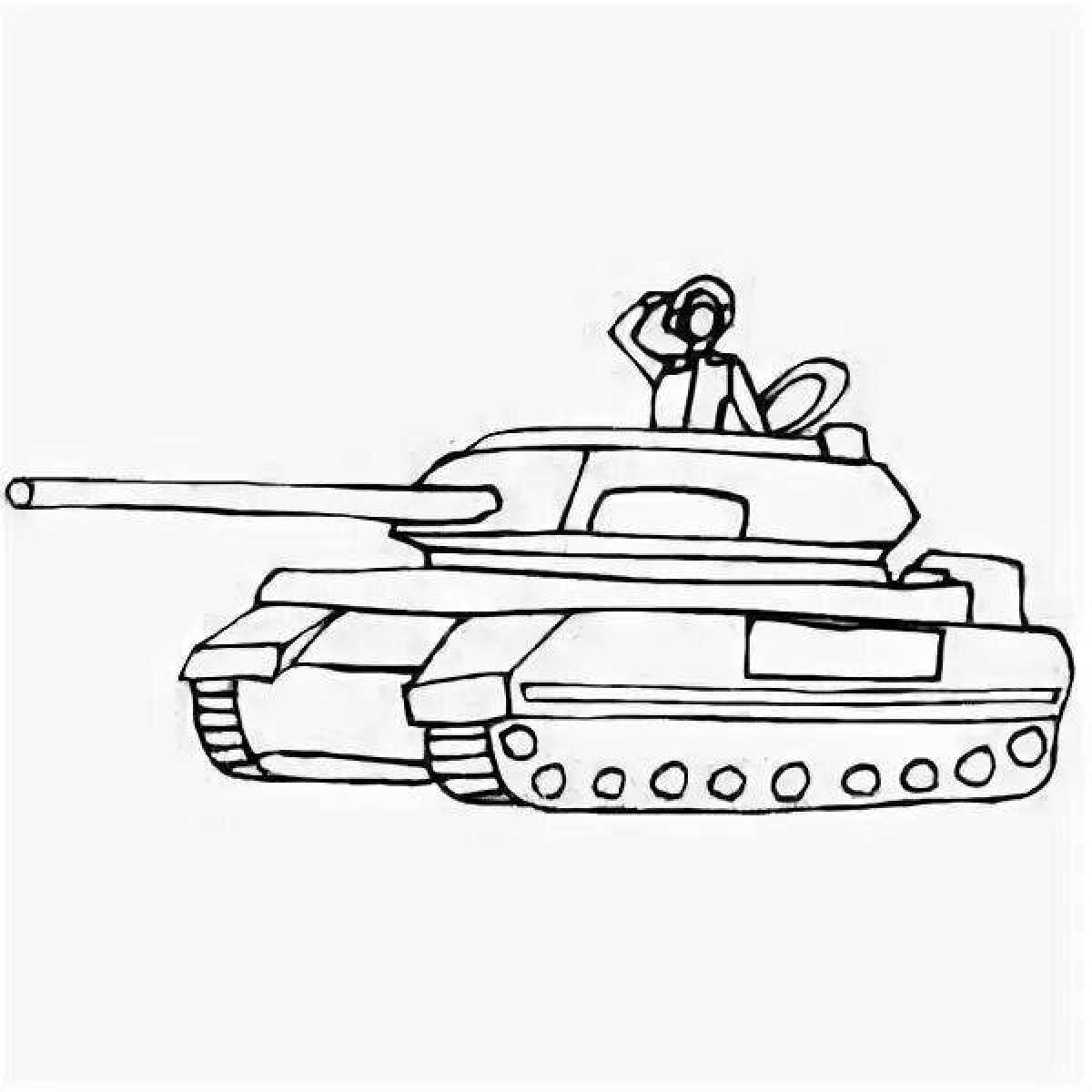 Exquisite soldier and tank coloring page