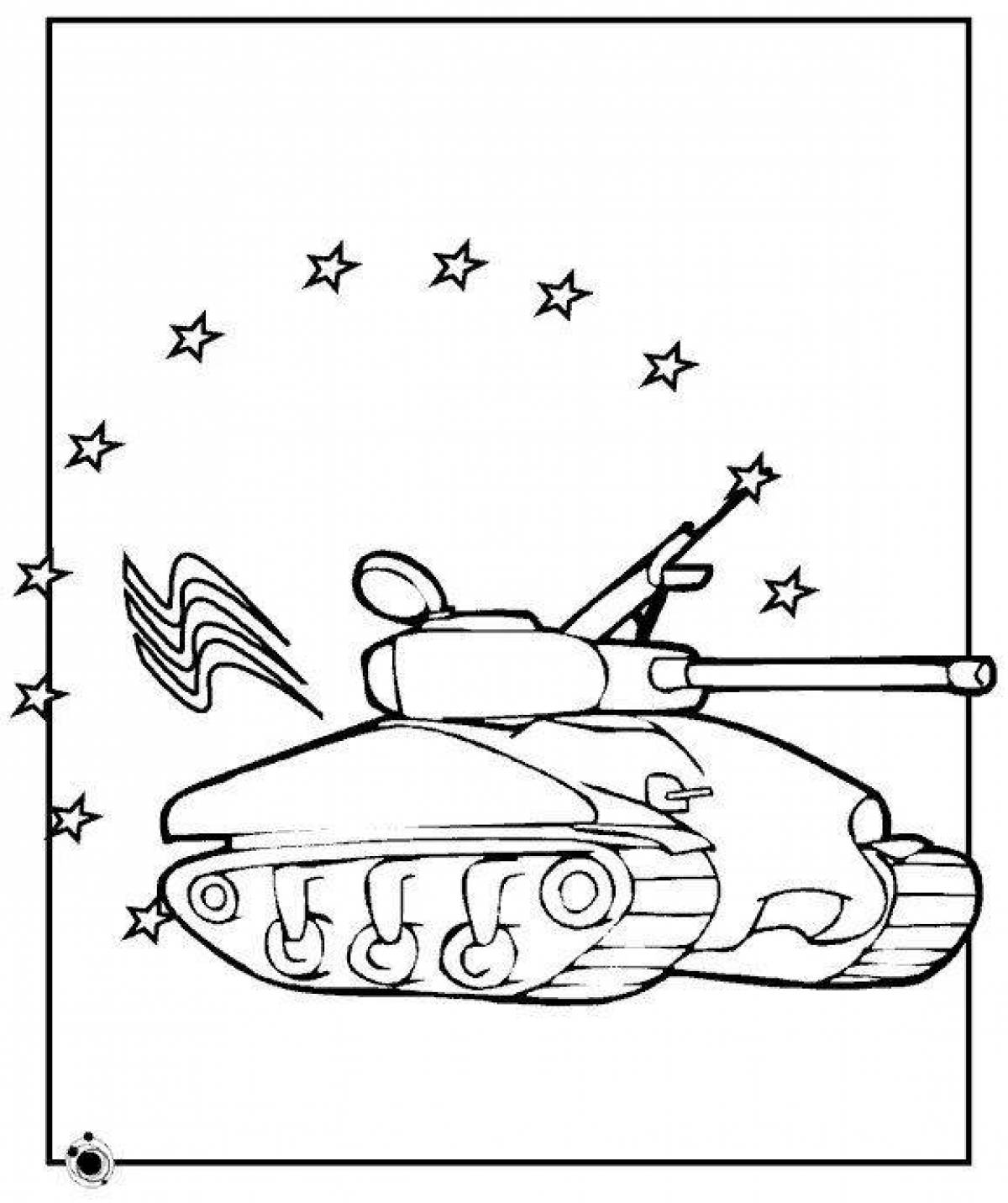 Креативный солдат и танк раскраска