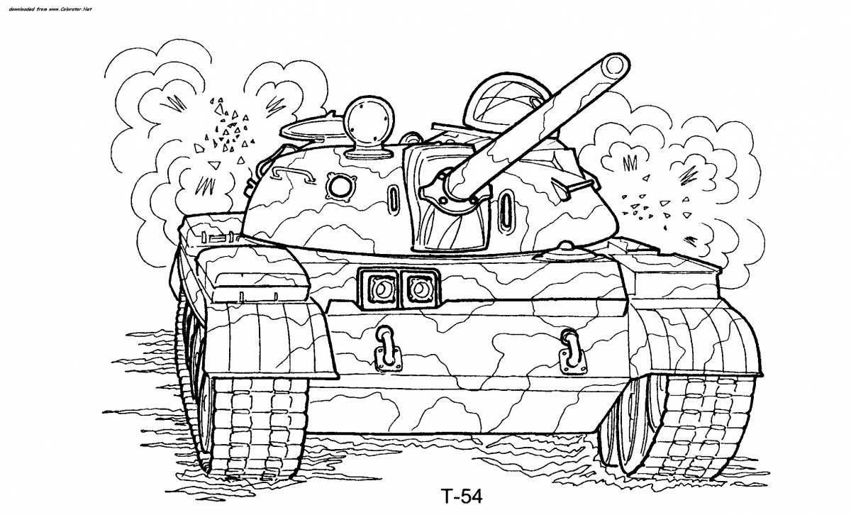 Adorable soldier and tank coloring page