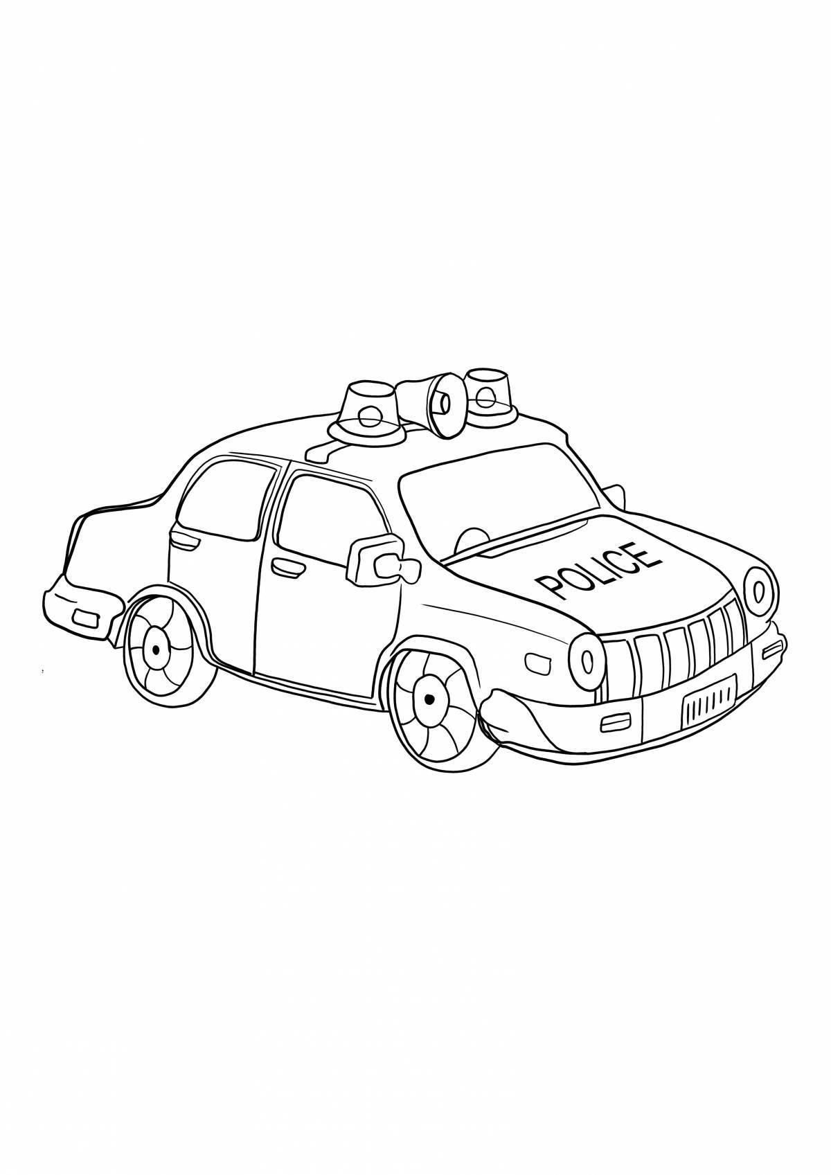 Fun coloring of a police car for children 5-6 years old