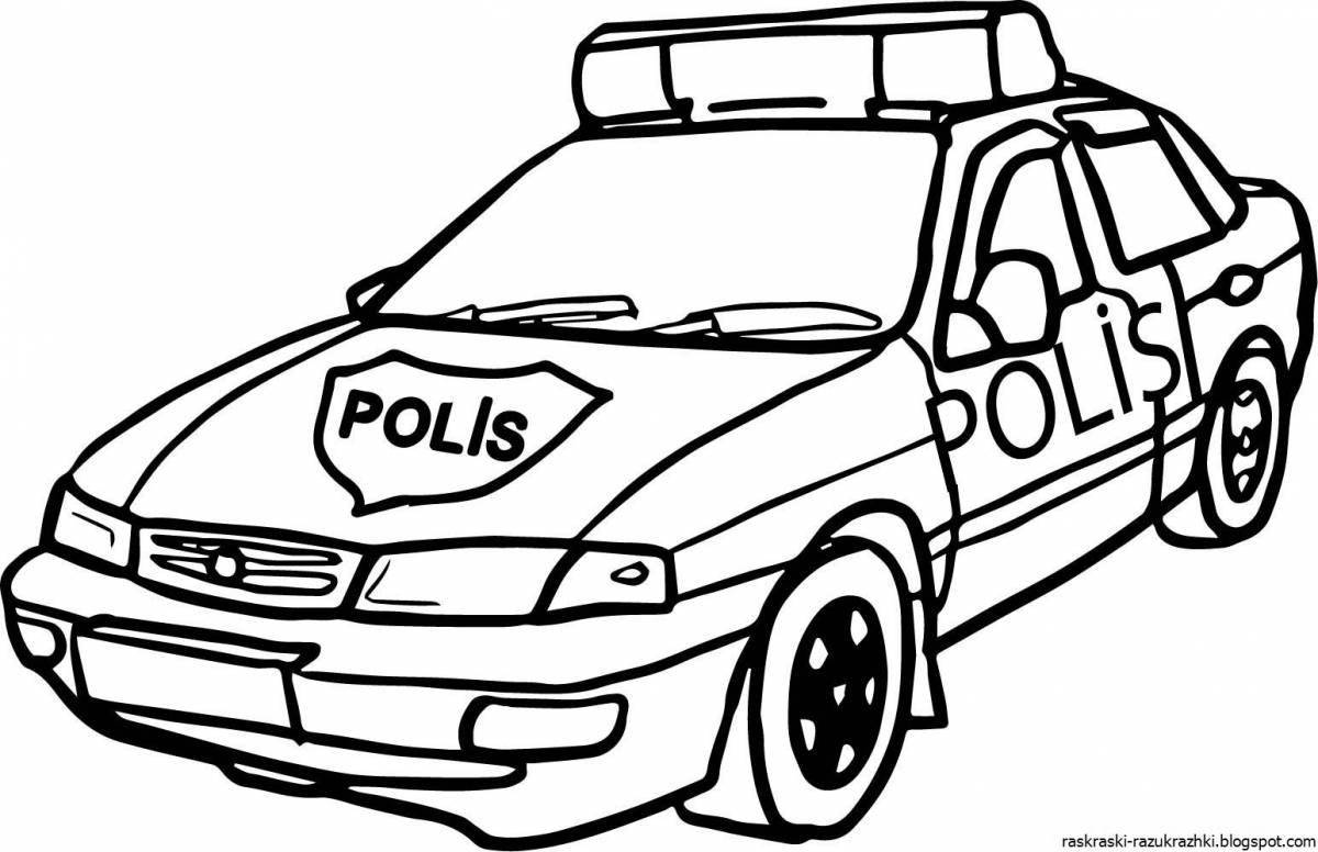 Colouring bright police car for children 5-6 years old