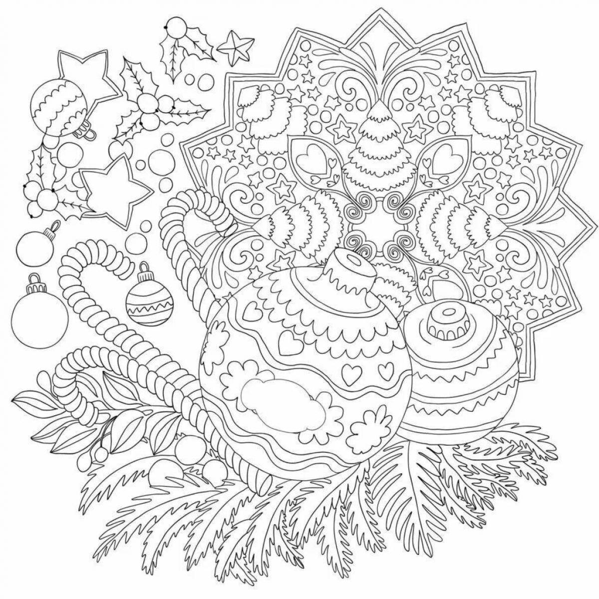 Colorful Christmas complex coloring book