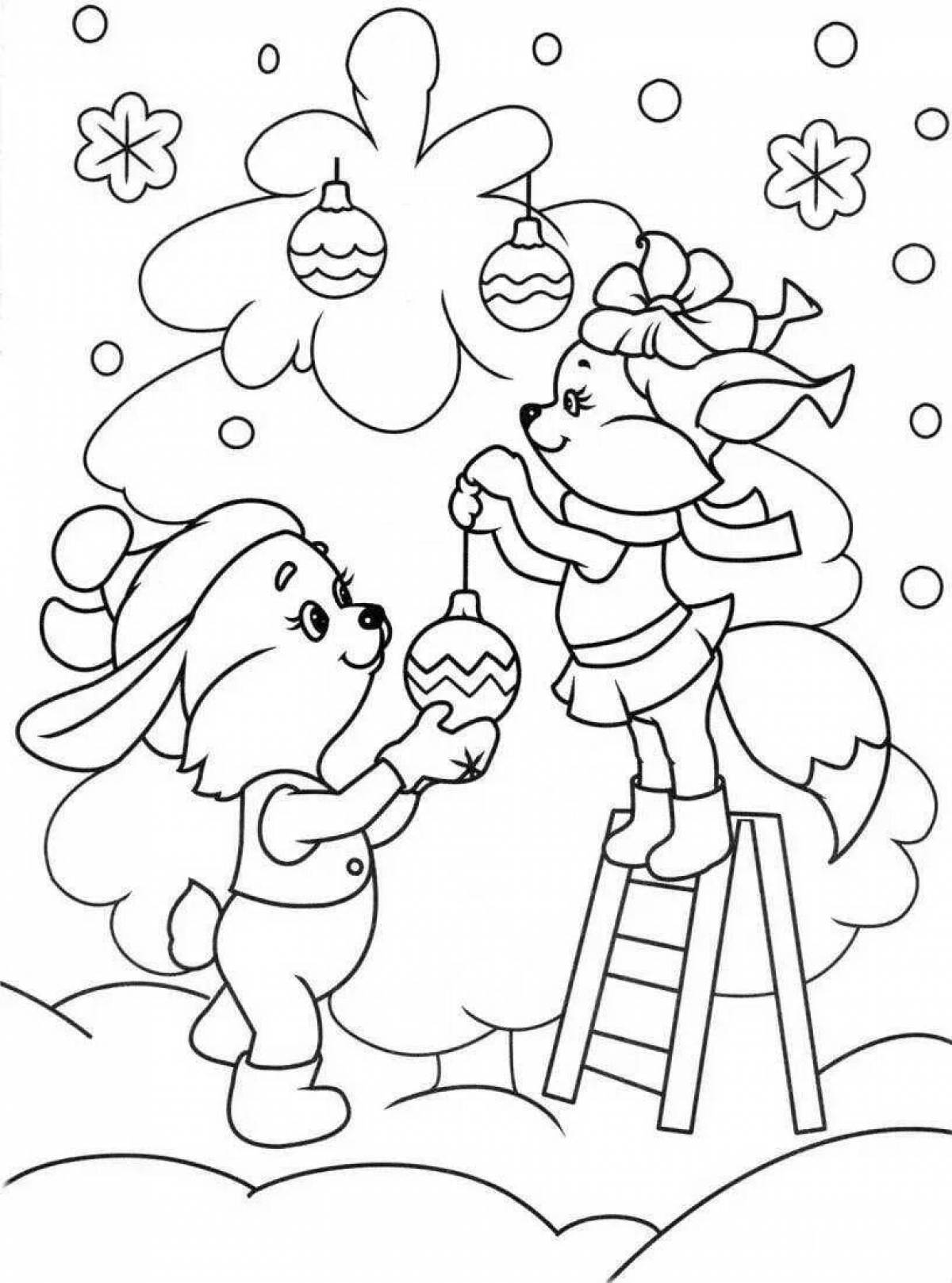 Photo Merry winter Christmas coloring book