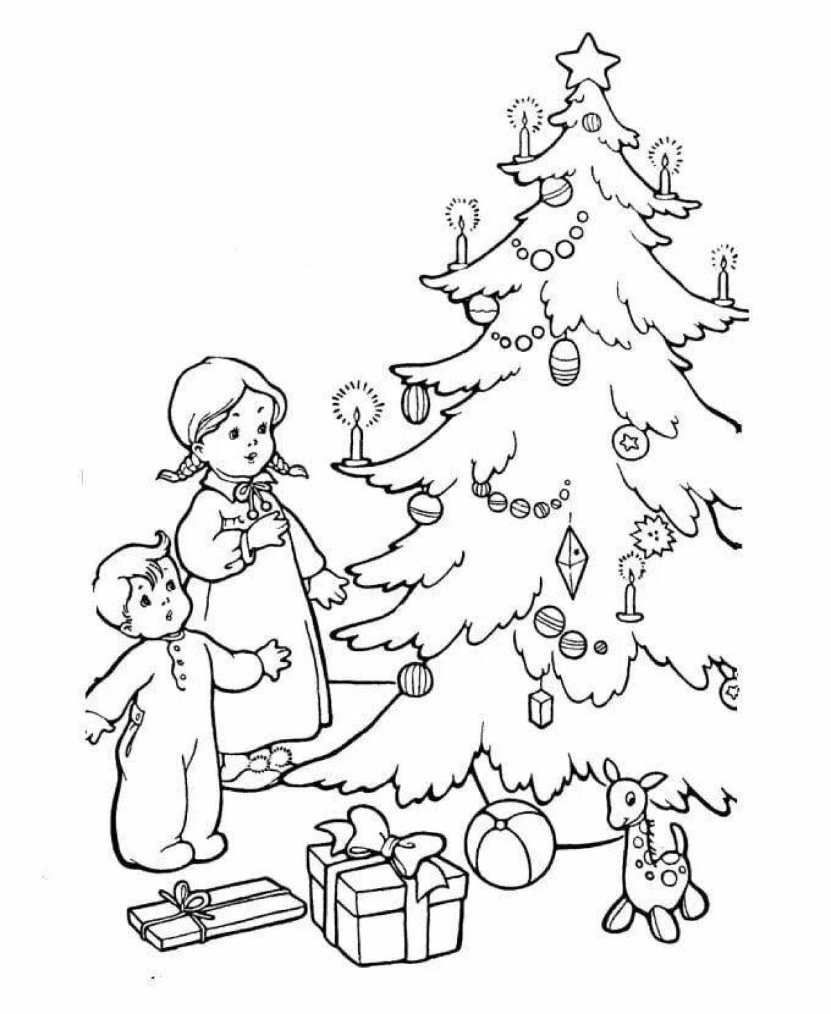 Photo Coloured winter Christmas coloring book