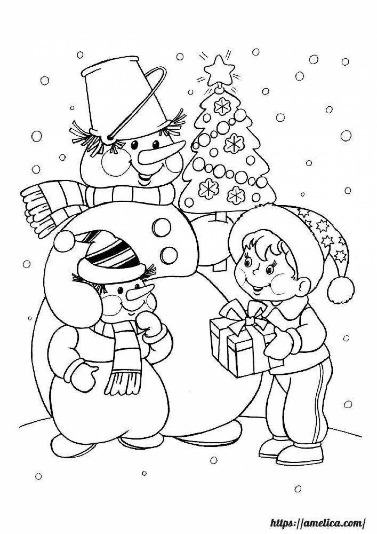 Photo Exotic winter Christmas coloring book