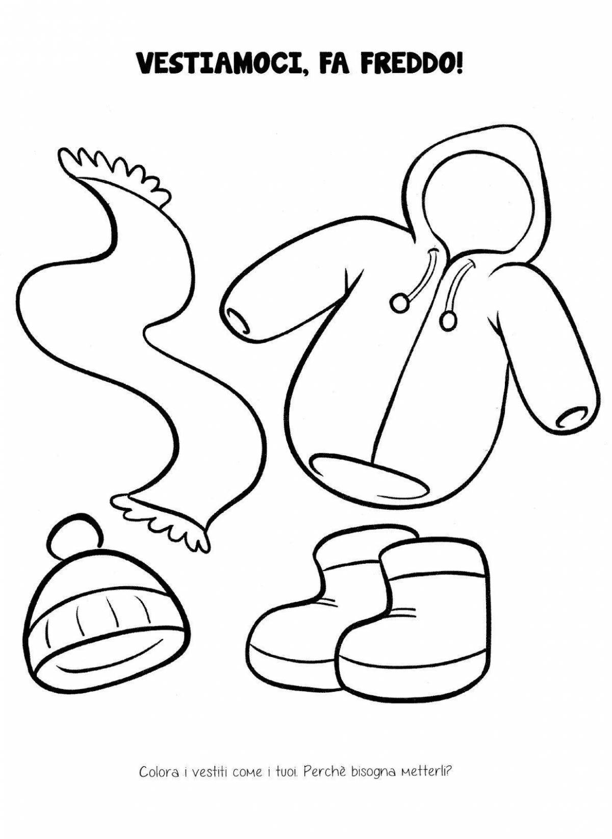 Gorgeous winter clothes coloring pages for kids