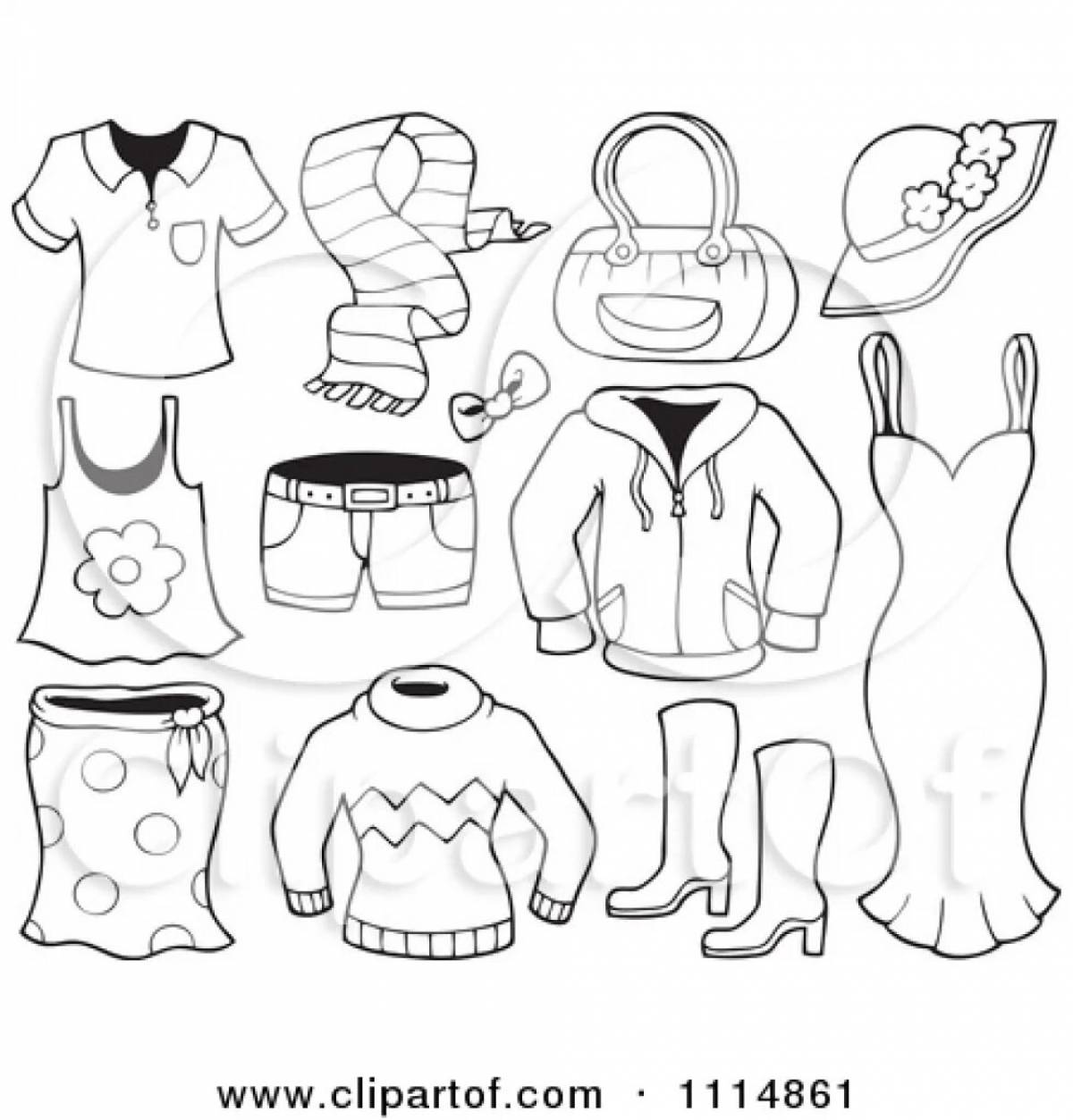 Милая страница раскраски зимней одежды для младенцев