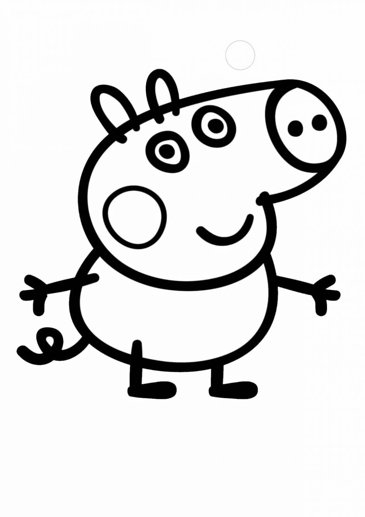 Colourful george and peppa coloring page