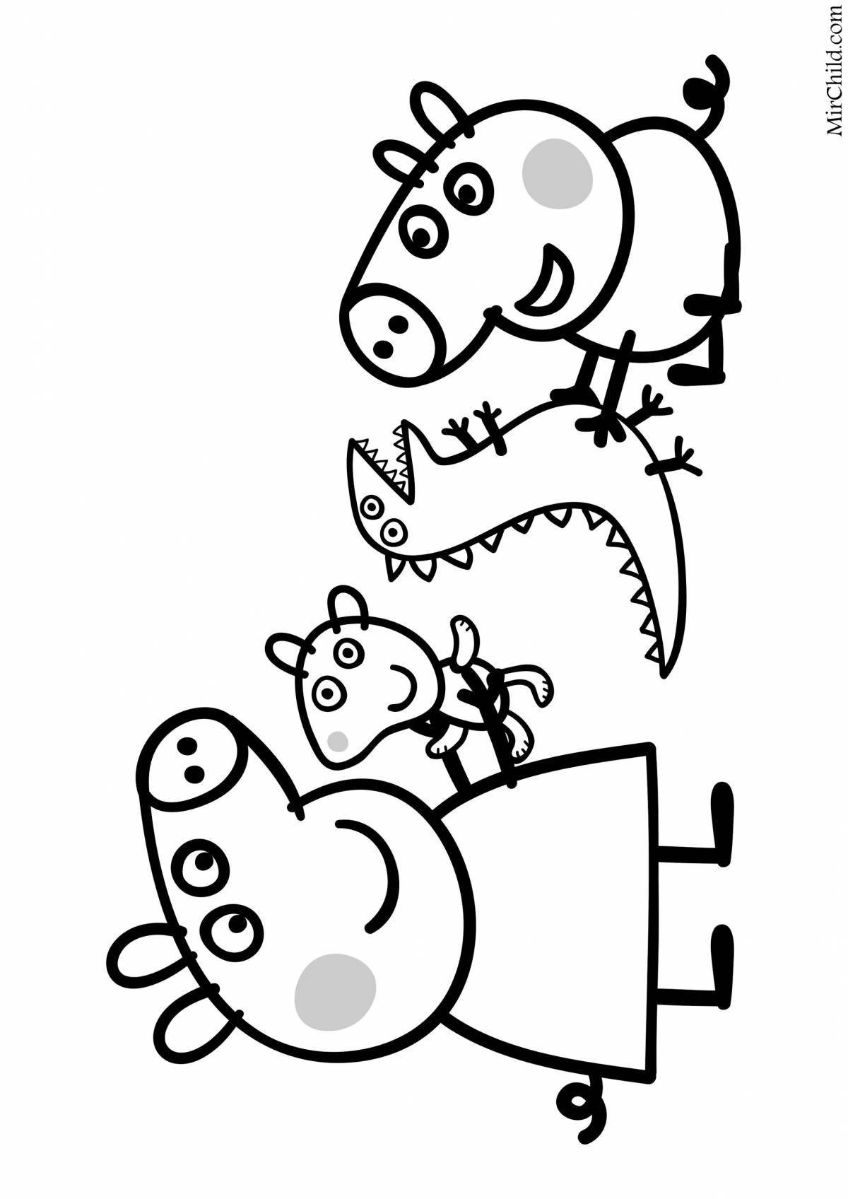 Coloring page festive george and peppa