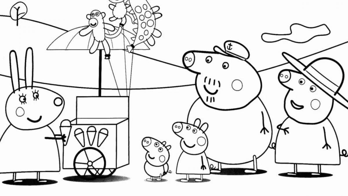 Colorful george and peppa coloring book
