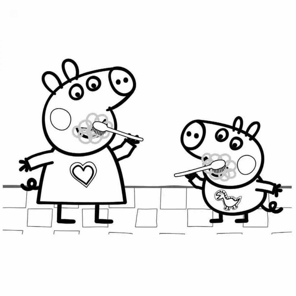 Glowing George and Peppa coloring page