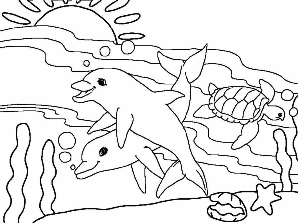 Colorful underwater world coloring book