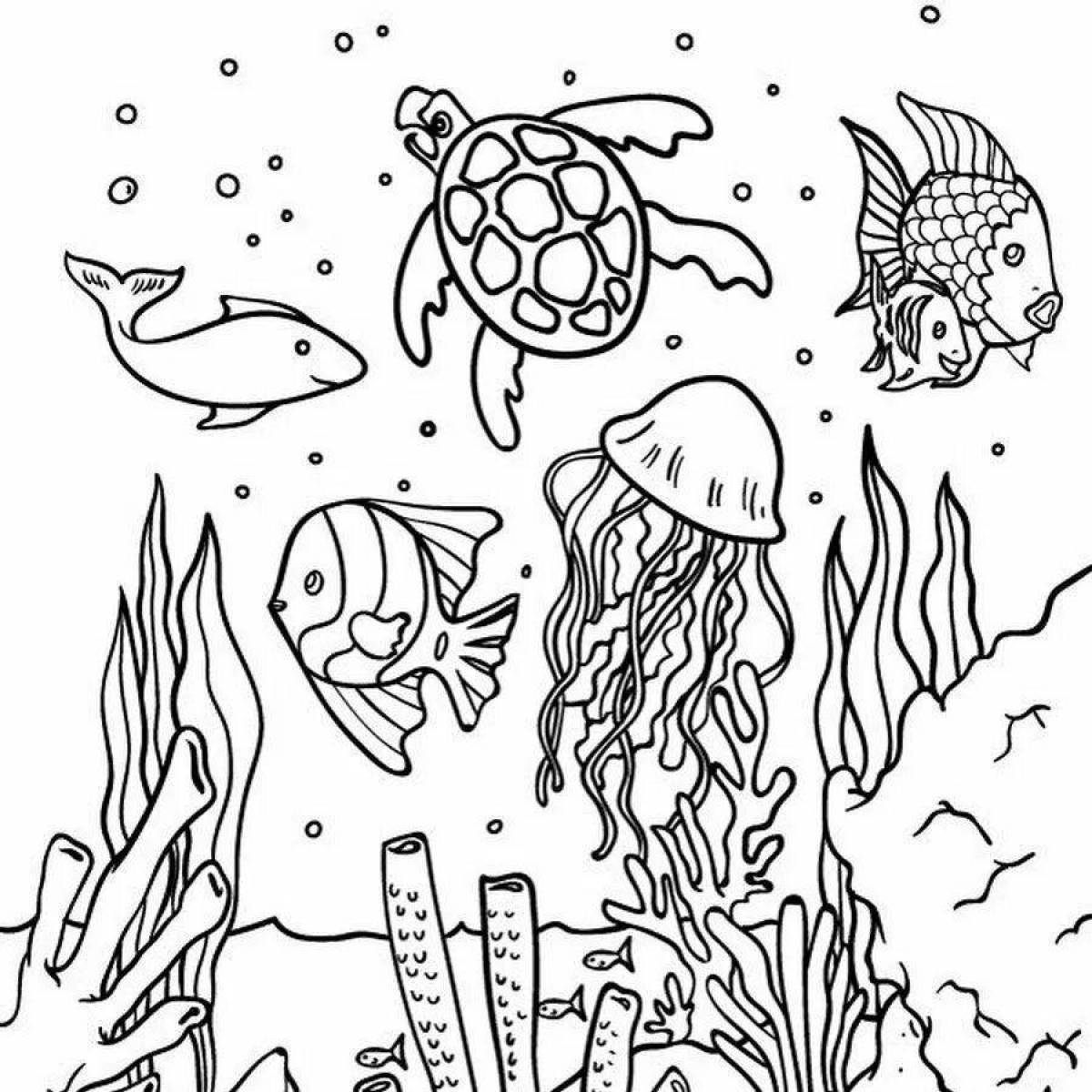 Coloring page charming underwater world