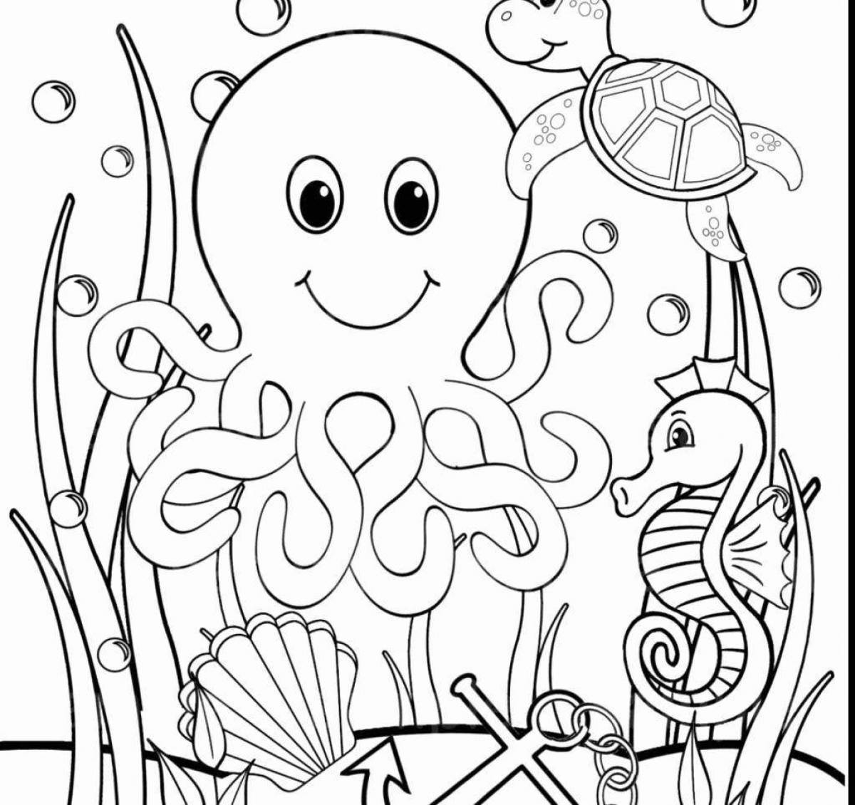 Shiny underwater world coloring page