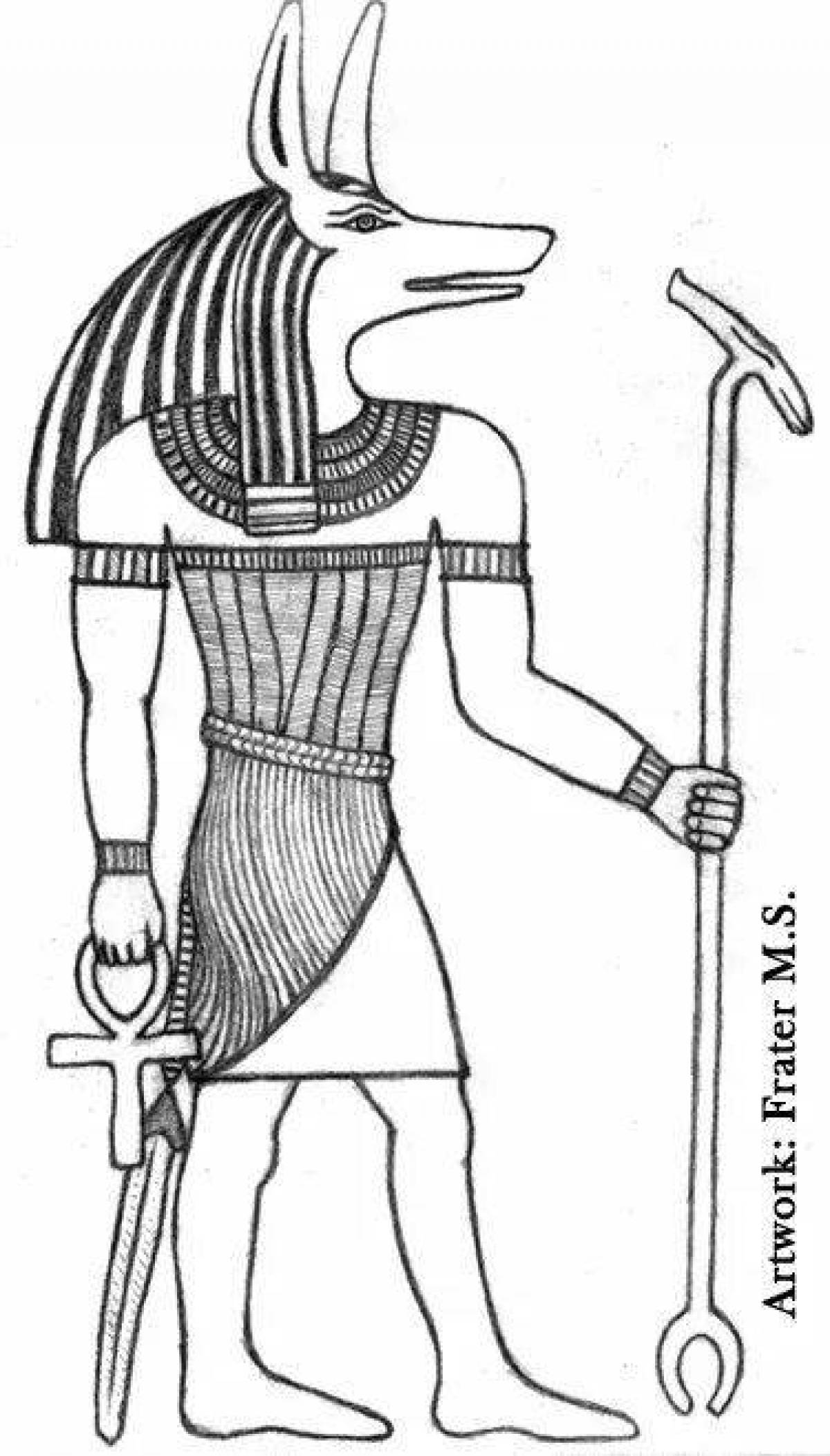 Elegant coloring Anubis God of ancient Egypt