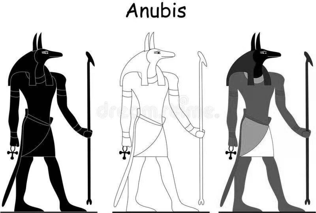 Glitter coloring anubis god of ancient egypt