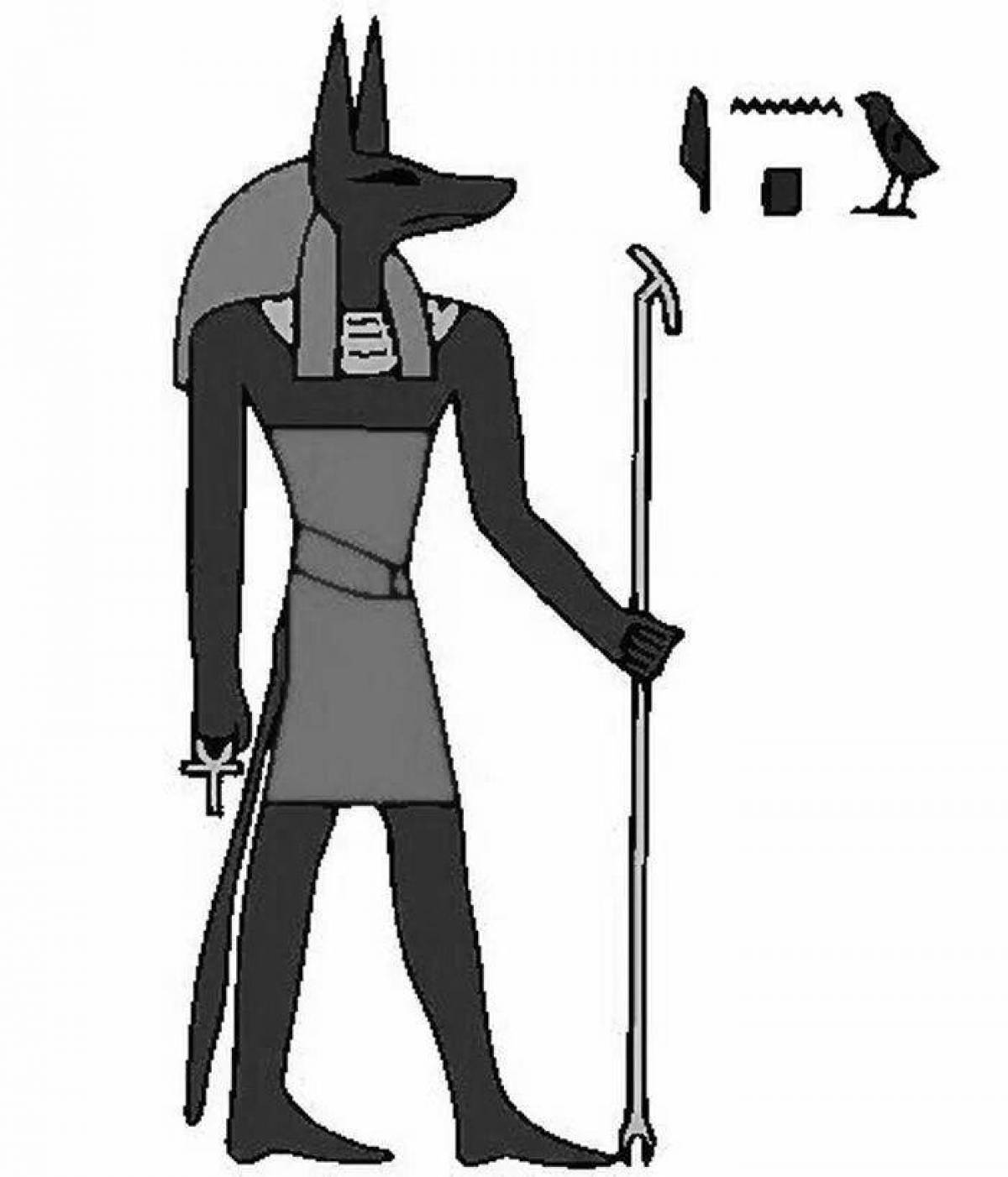 Monumental coloring god anubis of ancient egypt