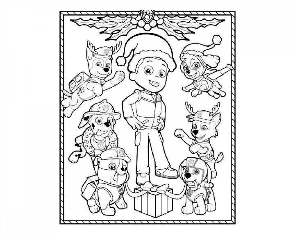 Color-soaked coloring page paw patrol new year