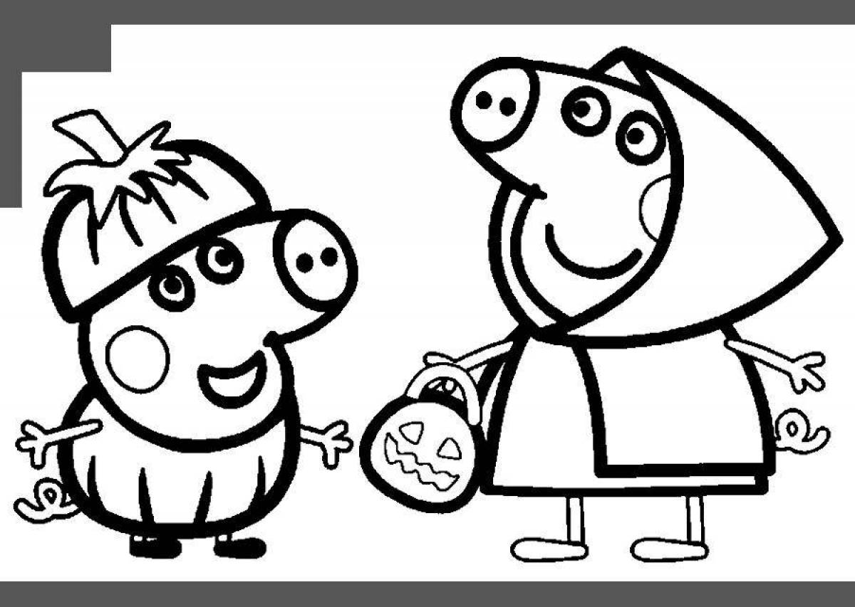 Остроумная раскраска свинка пеппа джордж