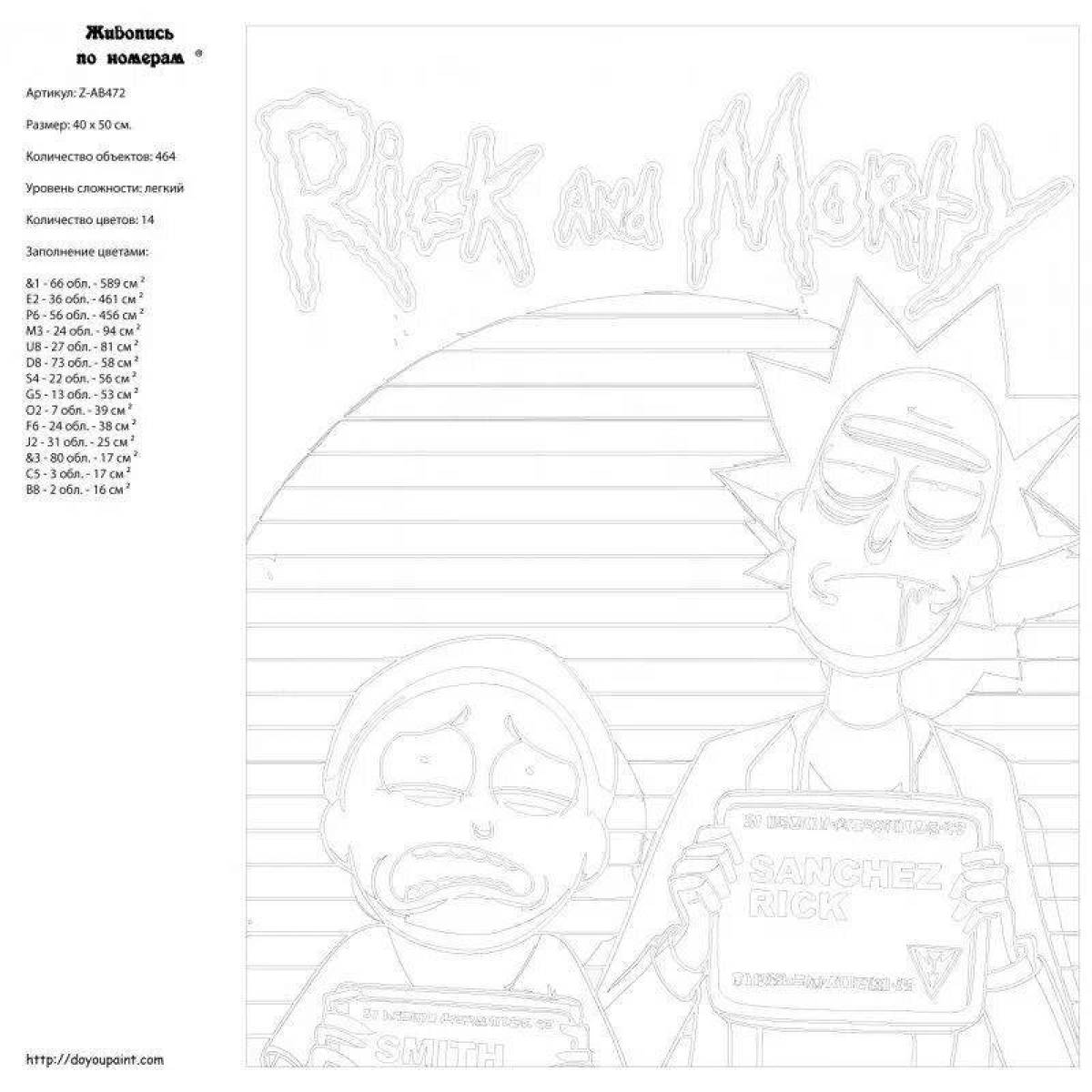 Colorful fun rick and morty by numbers