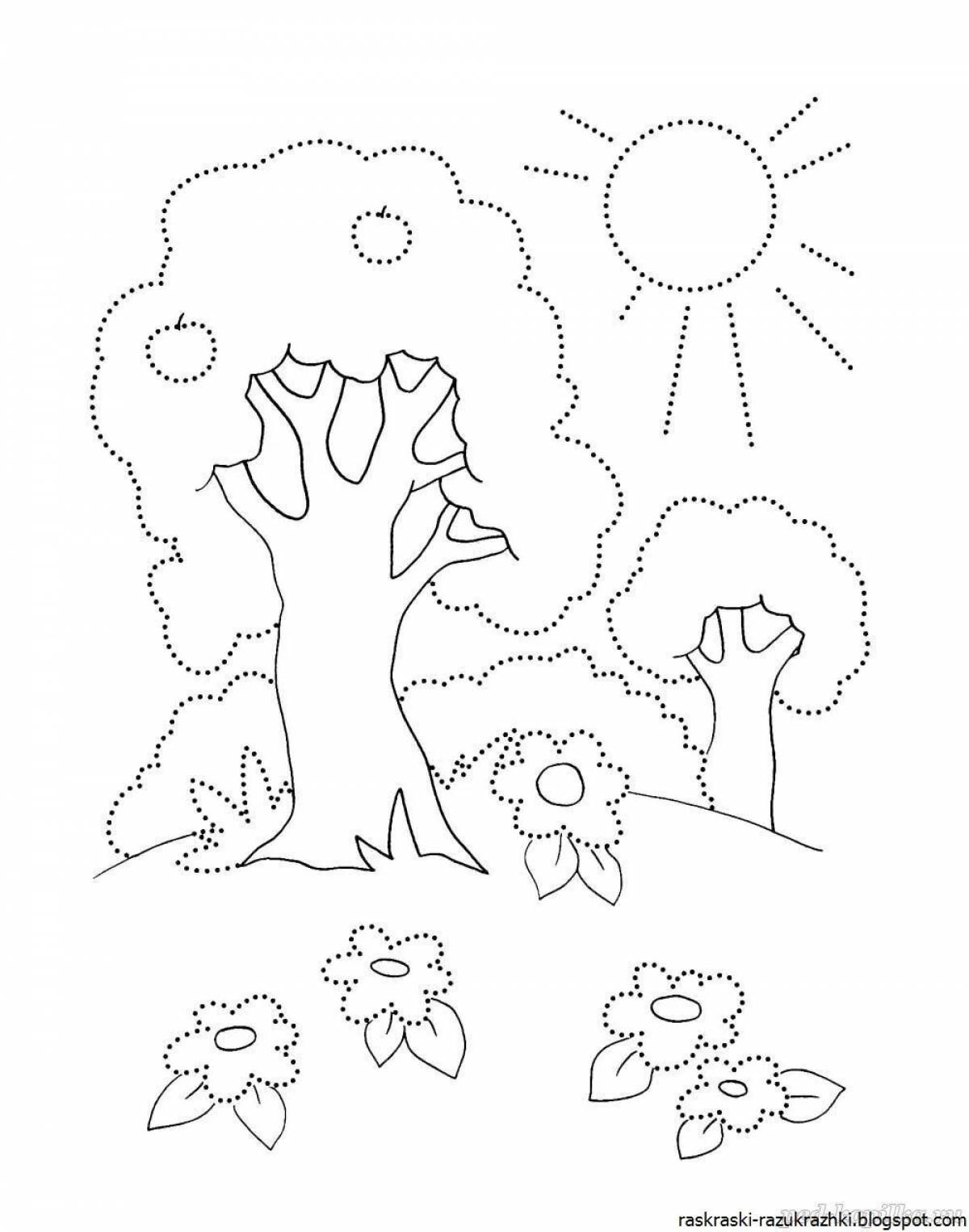 Coloring book shining nature for children 5-6 years old