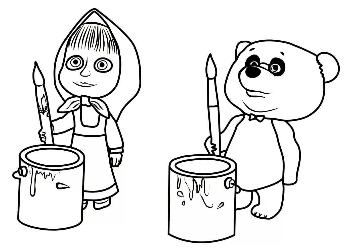 Creative coloring Masha and the bear