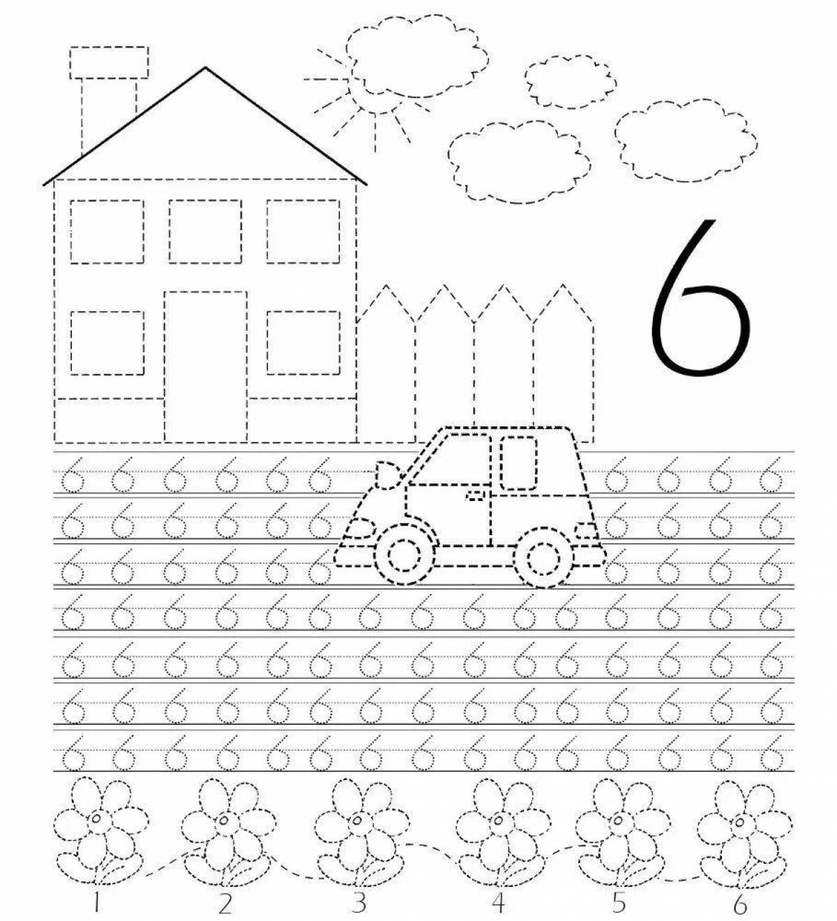 Stimulating letters and numbers coloring book for 5-6 year olds