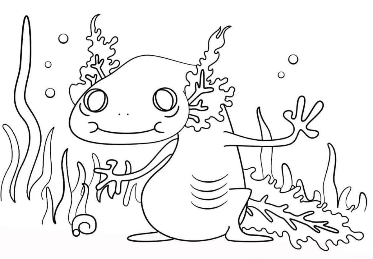 Cute axolotl coloring book