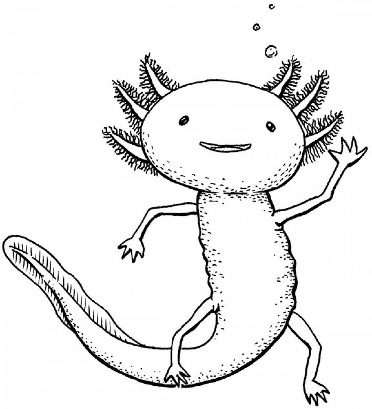 Intriguing axolotl coloring book