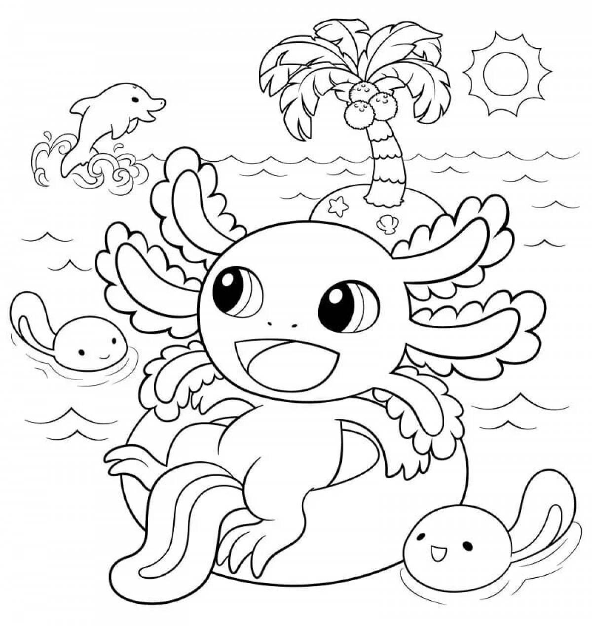 Glorious axolotl coloring book