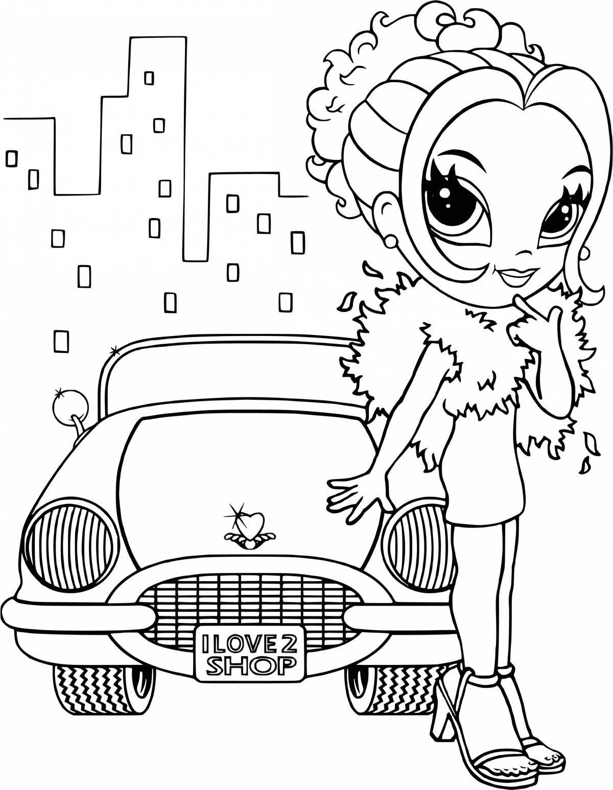 Adorable car coloring for girls