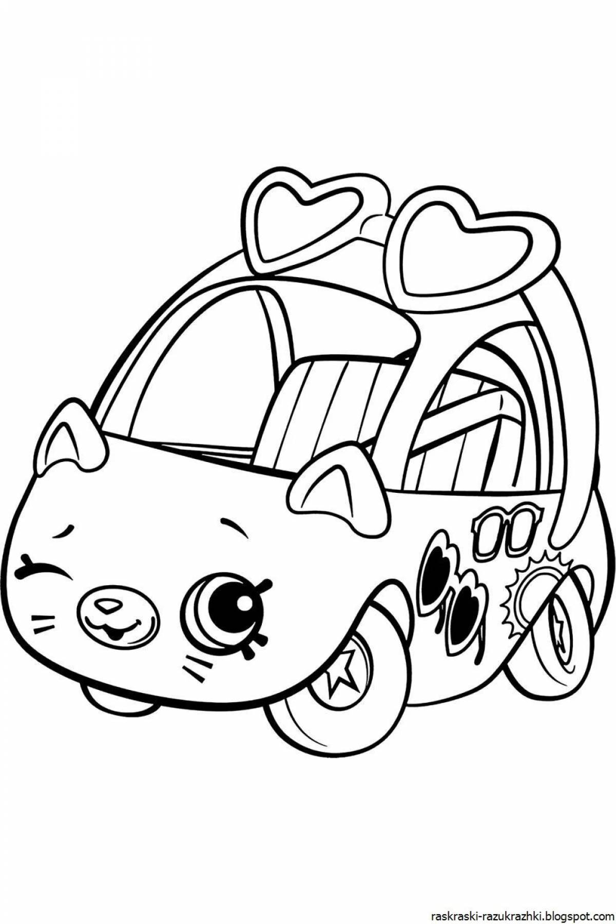 Раскраска девочка в машине с животными