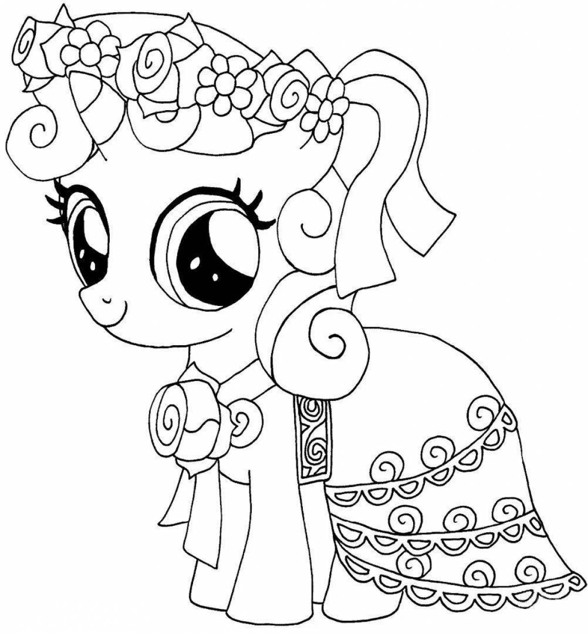 Coloring book bright pony