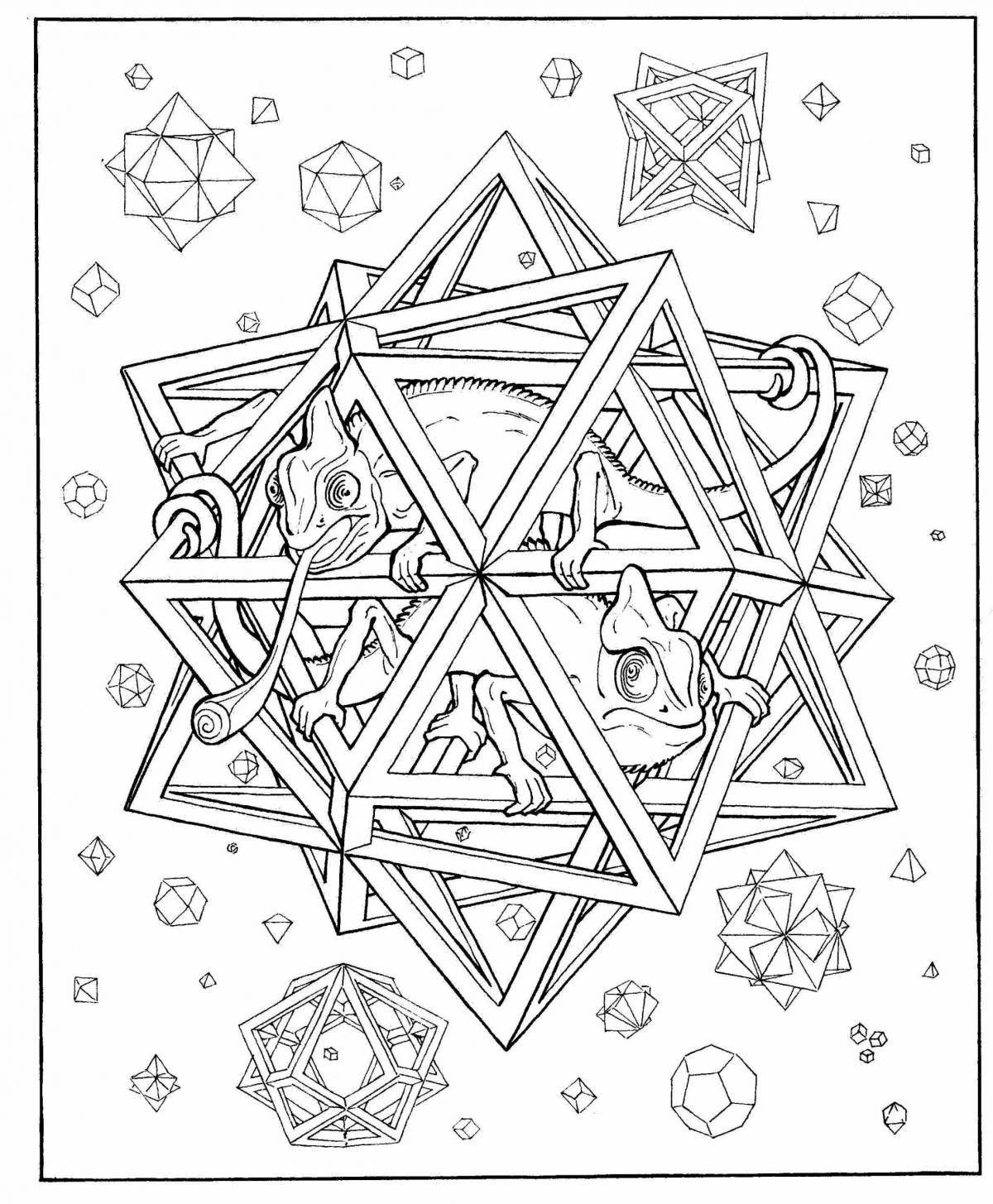 Colorful geometry coloring page