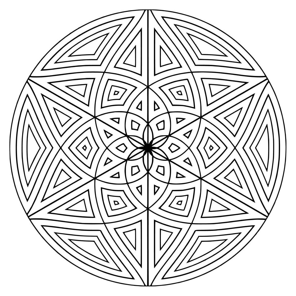 Coloring page with colorful geometry