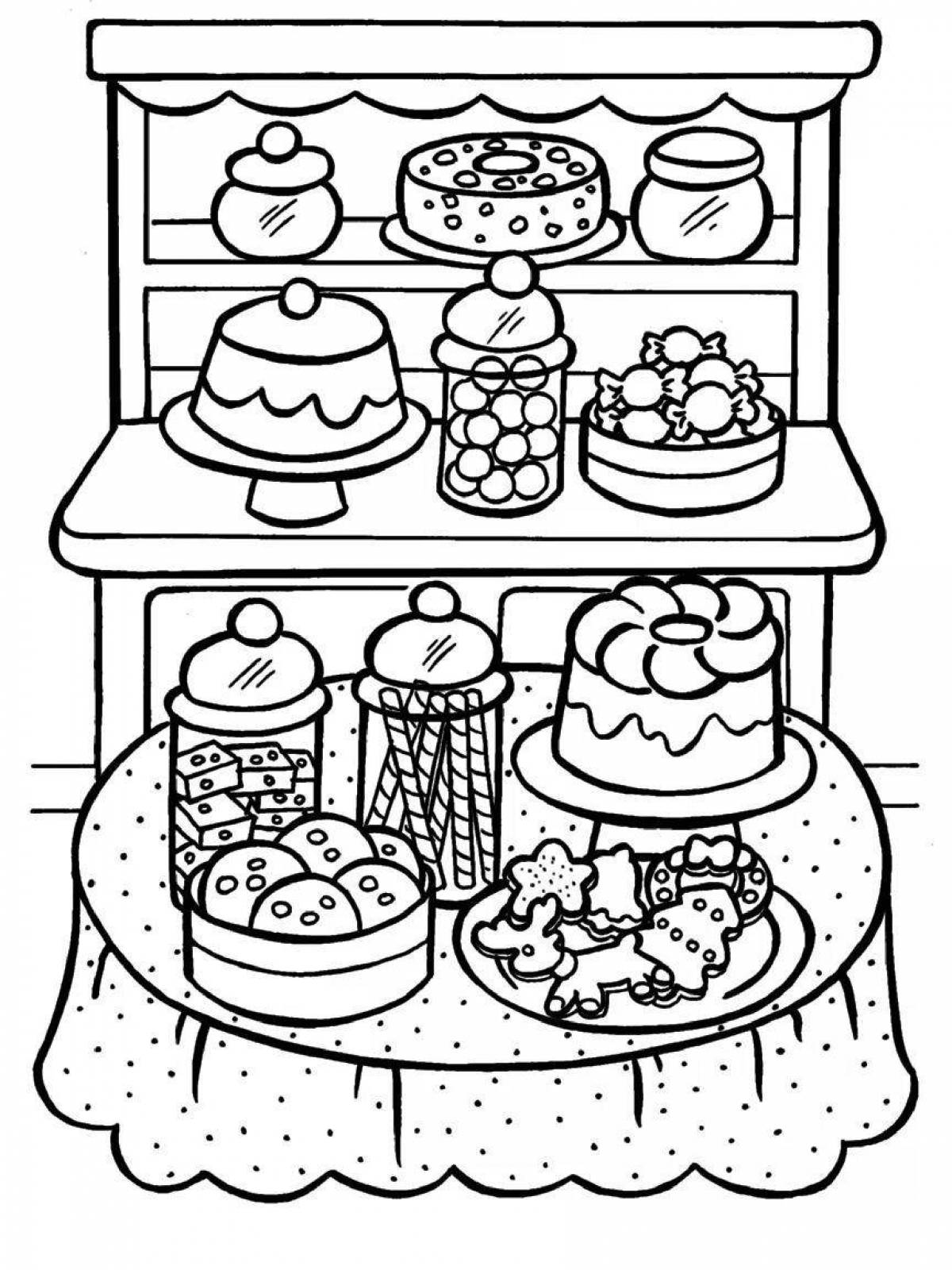 Coloring page joyful sweets