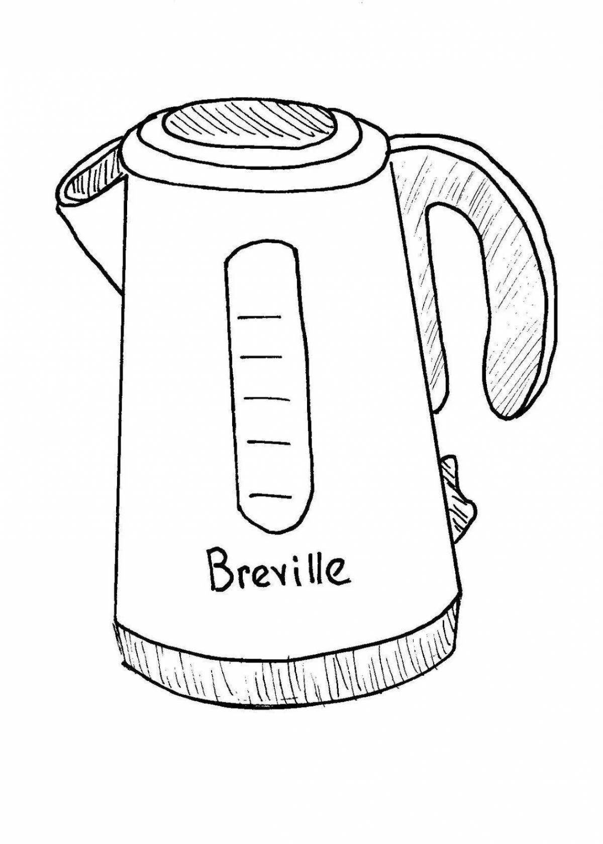 Coloring page funny electric kettle
