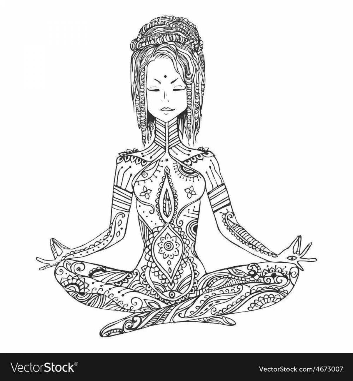 Colorful yoga coloring page