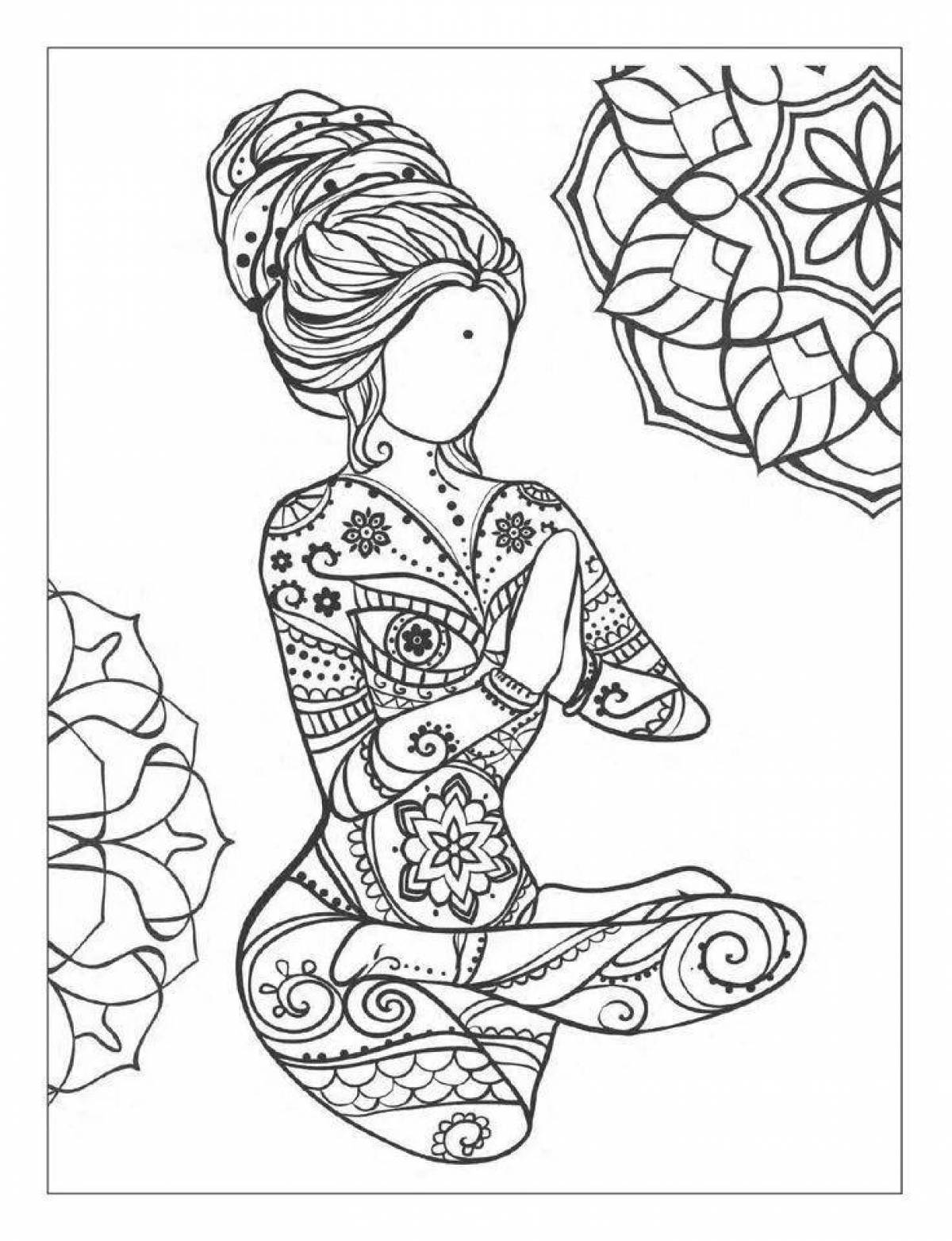 Joyful yoga coloring page