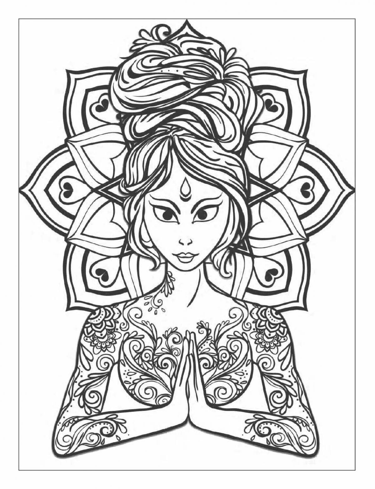 Calming yoga coloring page