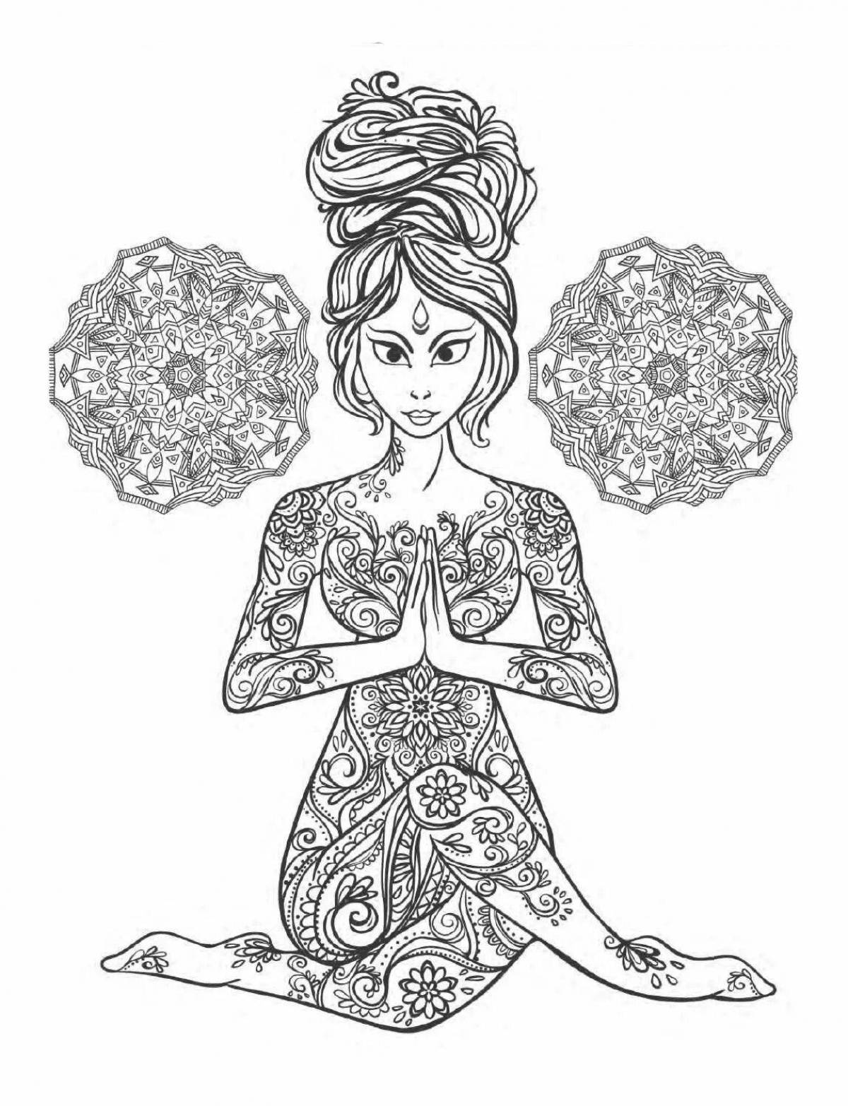 Blissful yoga coloring book