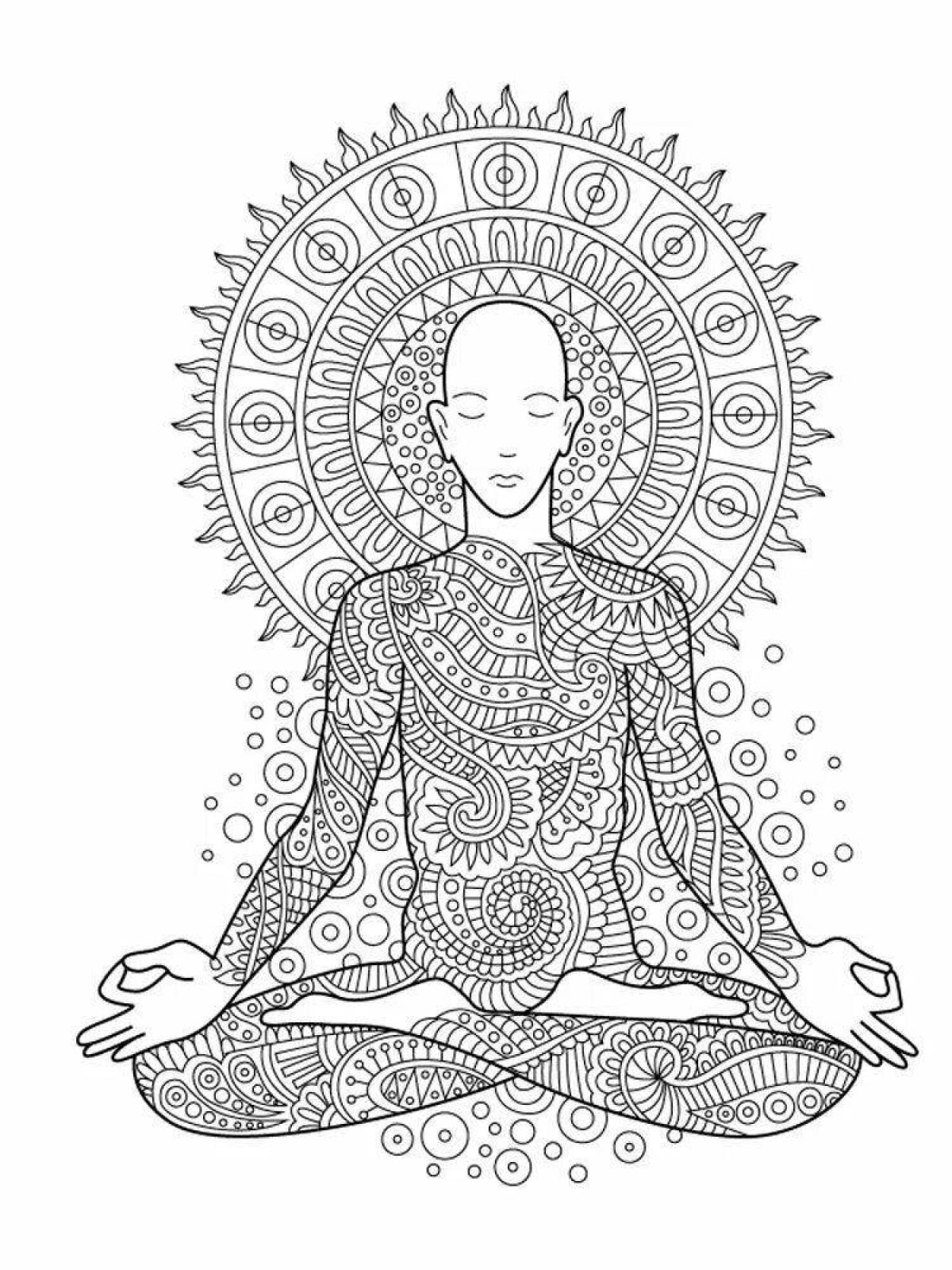 Playful yoga coloring page