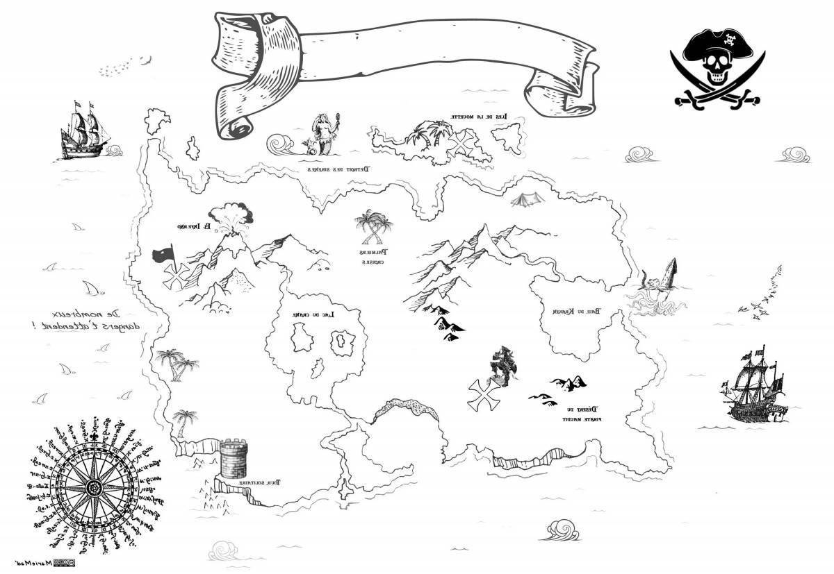 пиратская карта сокровищ для детей распечатать