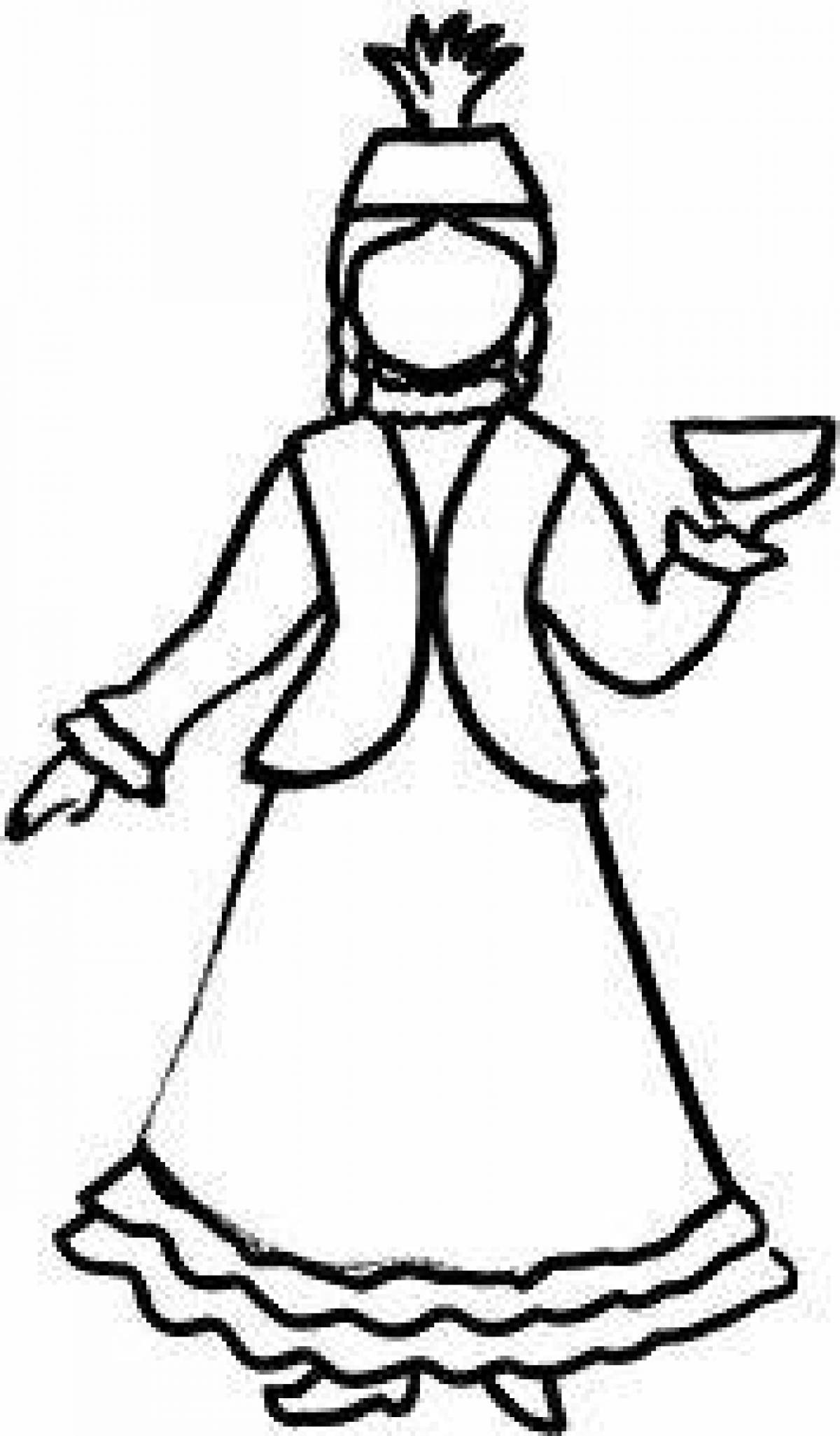 Coloring page delightful tatar costume